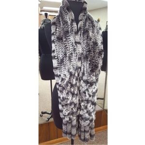 Rex Rabbit Fur Scarf with Fringe Ends